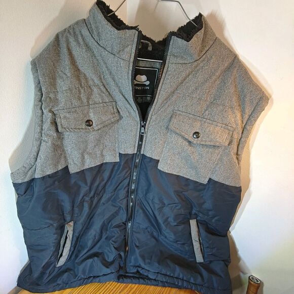 Winston Other - EUC Mens Winston Faux Fur Lined Vest Size 3XL Full Zip Front Pockets Gray & Blue